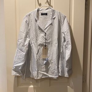 Bergfabel Jenny Shirt White and Blue Stripe Cotton Button-Down Shirt, sz 38